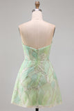 Sweetheart Green A Line Sequin Homecoming Dress