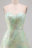 Sweetheart Green A Line Sequin Homecoming Dress