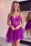 Black Corset Applique Lace A Line Short Homecoming Dress