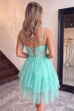 Black Corset Applique Lace A Line Short Homecoming Dress