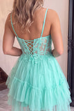 Black Corset Applique Lace A Line Short Homecoming Dress