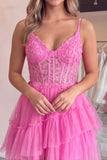 Black Corset Applique Lace A Line Short Homecoming Dress