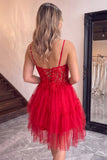 Black Corset Applique Lace A Line Short Homecoming Dress