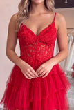 Black Corset Applique Lace A Line Short Homecoming Dress