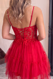 Black Corset Applique Lace A Line Short Homecoming Dress