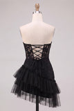 Sweetheart Applique Lace Corset Asymmetrical Red Homecoming Dress
