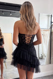 Sweetheart Applique Lace Corset Asymmetrical Red Homecoming Dress