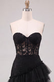 Sweetheart Applique Lace Corset Asymmetrical Red Homecoming Dress