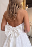 Sequin Black A Line Strapless Homecoming Dress with Bow