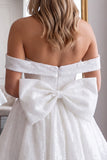 Off the Shoulder Pink Sequin A Line Homecoming Dress with Bow