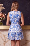 Blue Floral Lace A Line Short Homecoming Dress