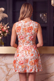 Blue Floral Lace A Line Short Homecoming Dress