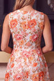 Blue Floral Lace A Line Short Homecoming Dress