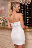 Strapless Pink Bodycon Sequin Homecoming Dress
