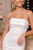 Strapless Pink Bodycon Sequin Homecoming Dress