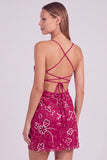 Red Bodycon Sequin Beaded Short Homecoming Dress with Lace-up Back