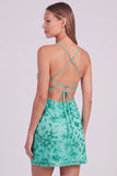 Red Bodycon Sequin Beaded Short Homecoming Dress with Lace-up Back