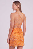 Red Bodycon Sequin Beaded Short Homecoming Dress with Lace-up Back