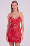 Red Bodycon Sequin Beaded Short Homecoming Dress with Lace-up Back