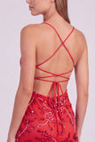 Red Bodycon Sequin Beaded Short Homecoming Dress with Lace-up Back