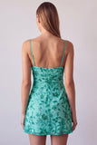 Green Beaded Spaghetti Straps Bodycon Short Homecoming Dress
