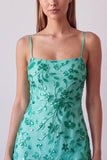 Green Beaded Spaghetti Straps Bodycon Short Homecoming Dress