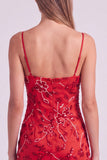 Green Beaded Spaghetti Straps Bodycon Short Homecoming Dress
