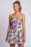 Strapless Fuchsia Flower Jacquard A Line Short Homecoming Dress