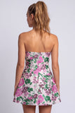 Strapless Fuchsia Flower Jacquard A Line Short Homecoming Dress