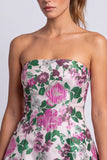 Strapless Fuchsia Flower Jacquard A Line Short Homecoming Dress
