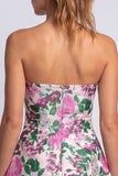 Strapless Fuchsia Flower Jacquard A Line Short Homecoming Dress