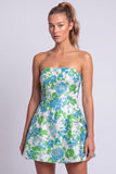 Strapless Fuchsia Flower Jacquard A Line Short Homecoming Dress