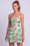 Strapless Fuchsia Flower Jacquard A Line Short Homecoming Dress