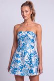 Strapless Fuchsia Flower Jacquard A Line Short Homecoming Dress