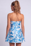 Strapless Fuchsia Flower Jacquard A Line Short Homecoming Dress