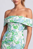 Off the Shoulder Light Blue Jacquard Bodycon Homecoming Dress