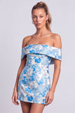 Off the Shoulder Light Blue Jacquard Bodycon Homecoming Dress