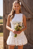 Floral Ivory A Line Lace Short Bridal Shower Dress