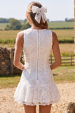 Floral Ivory A Line Lace Short Bridal Shower Dress