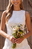 Floral Ivory A Line Lace Short Bridal Shower Dress