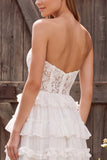 Sweetheart Ivory Tiered Ruffled A-Line Long Wedding Dress with Lace