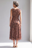 Dark Brown Sequin A Line Midi Mother of the Bride Dress