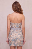 Strapless Light Grey Sequin Beaded Bodycon Homecoming Dress with Bow