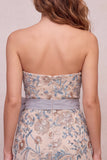 Strapless Light Grey Sequin Beaded Bodycon Homecoming Dress with Bow