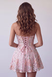 Sequin Blush Strapless A Line Short Homecoming Dress