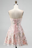 Sequin Blush Strapless A Line Short Homecoming Dress
