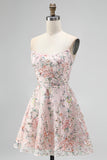 Sequin Blush Strapless A Line Short Homecoming Dress