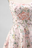 Sequin Blush Strapless A Line Short Homecoming Dress