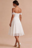 Off The Shoulder A Line White Bridal Shower Dress with Lace