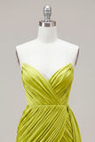 Yellow Green Strapless Ruched Bodycon Short Homecoming Dress with Sash